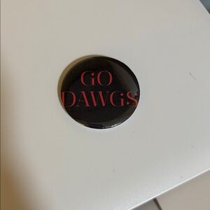 Black Button with Red 'Go Dawgs' Text, comment with button requst